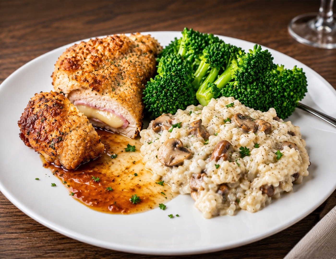 Crispy Chicken Cordon Bleu with Risotto